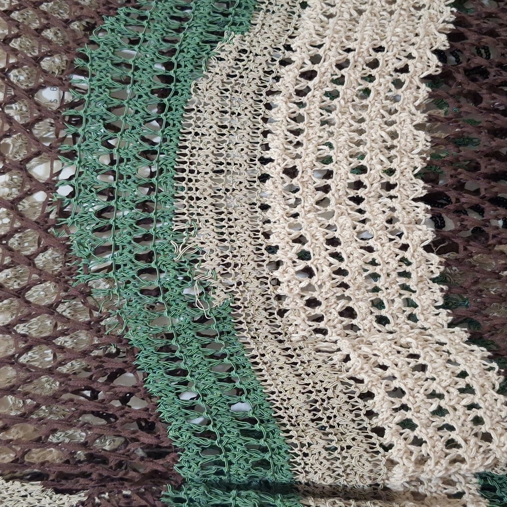 NWT BEIGE GREEN MULTICOLOR BEADED CROCHET OVERSIZED KNIT SWEATER LIMITED EDITION - Picture 10 of 10